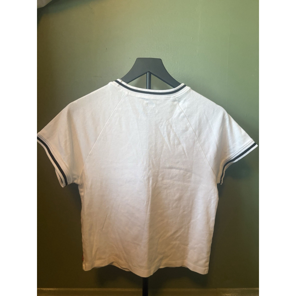 Levi's XL Slim Fit Ringer T-Shirt White Raglan Short Sleeve Retro Oracle Ringer - Picture 5 of 9